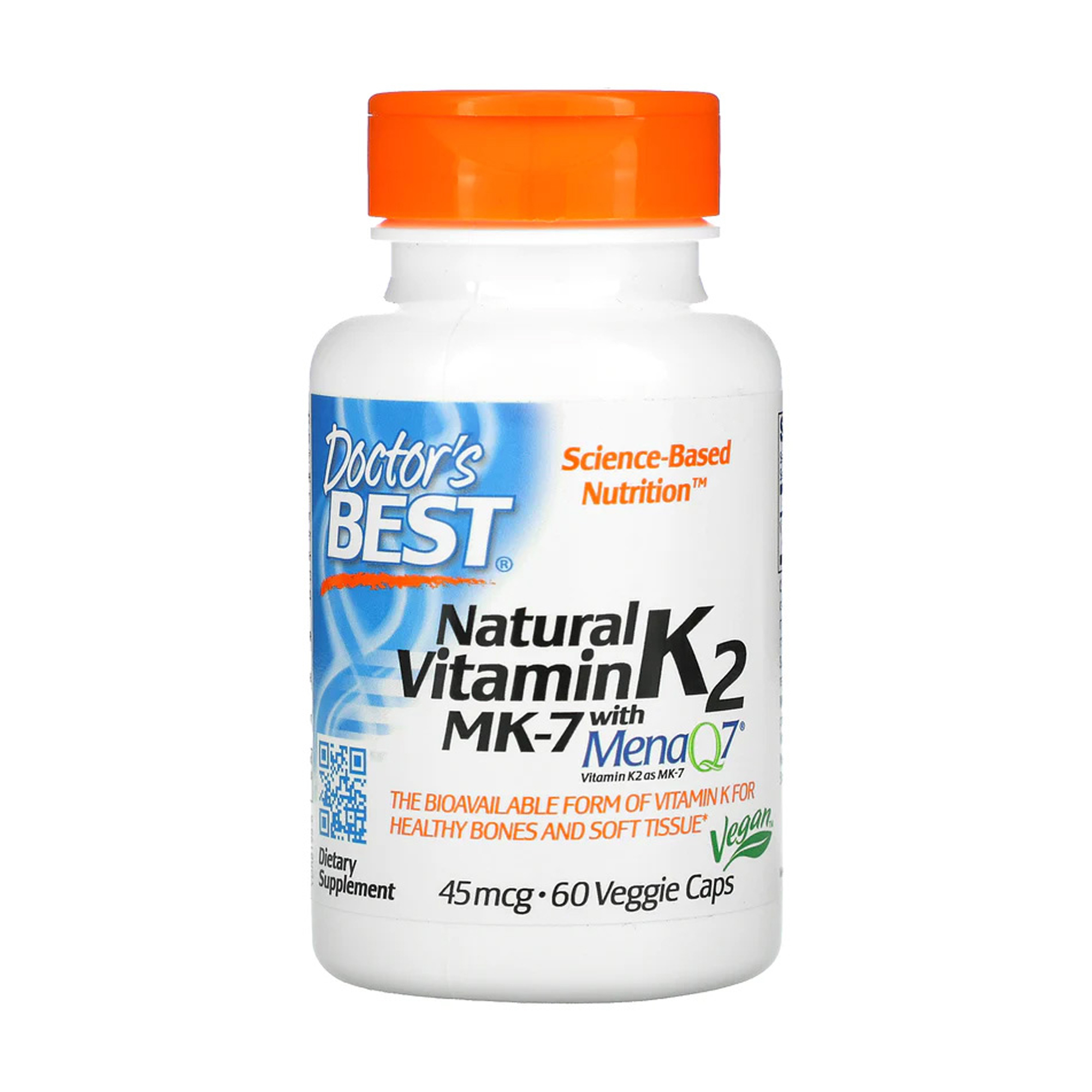 Уцінка! Вітамін K2 MK7 Doctor's Best Natural Vitamin K2 MK7, 45 мкг, 60 веганських капсул